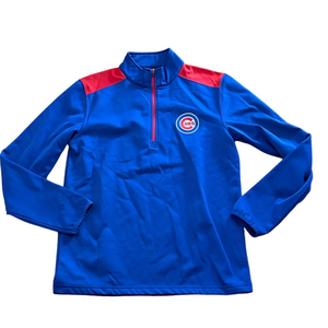 Cubs Quarter Zip Pullover Lightweight Jacket Genuine Merchandise Blue Red Mens M
